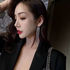 Elegant Silver Chain Dangle Earrings